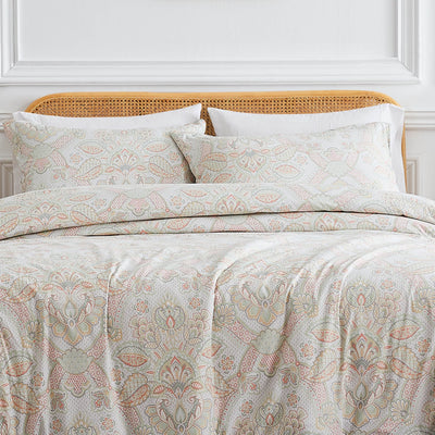Front View of Enchantment Duvet Cover in coral#color_enchantment-coral