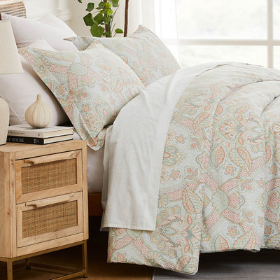 Side View of Enchantment Duvet Cover in coral#color_enchantment-coral