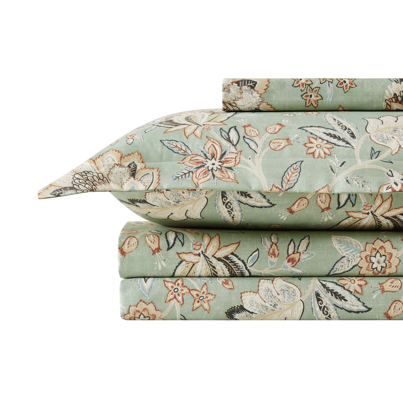 Stack Image of Jacobean Willow Duvet Cover Set in Green #color_jacobean-willow-green