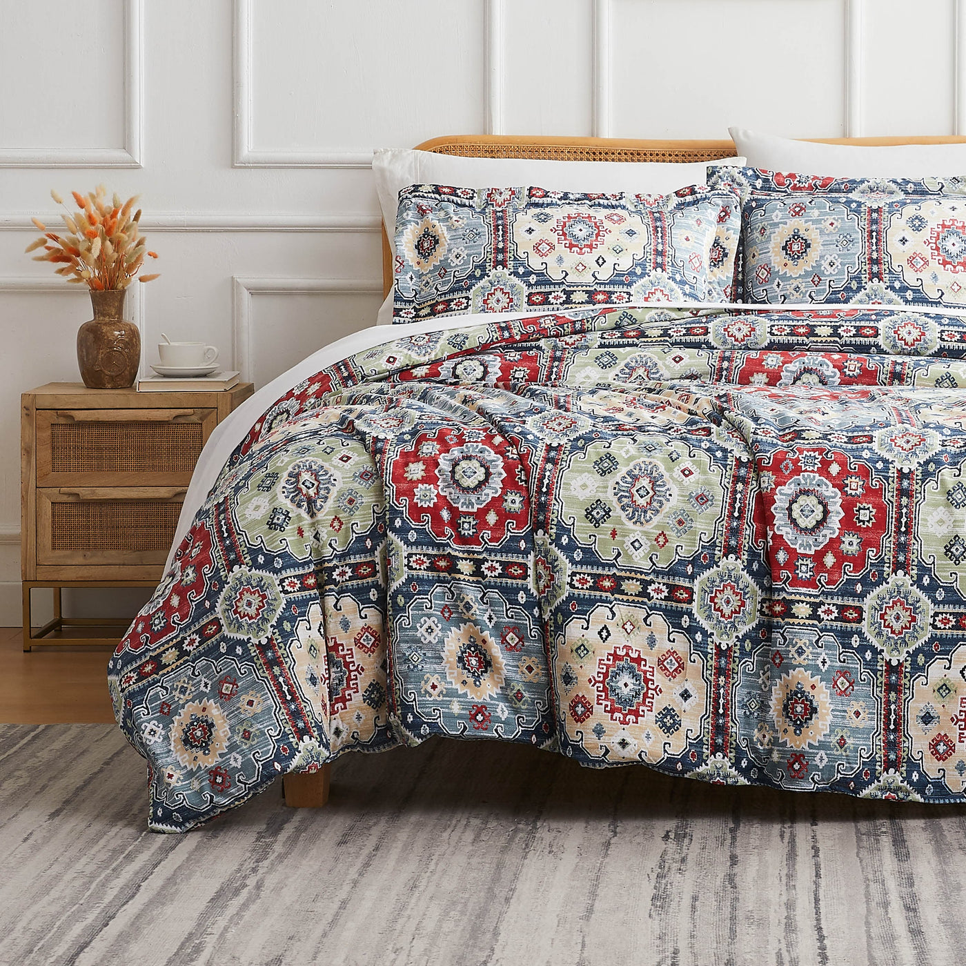 Front View of Kilim Oversized Duvet Cover Set in multi-colored#color_kilim-multi-colored