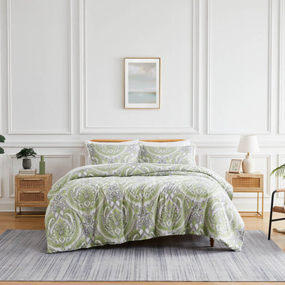 Front View of Pure Melody Duvet Cover in green#color_pure-melody-green