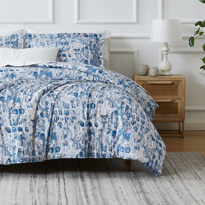 Front View of Rhythm Duvet Cover in Blue#color_rhythm-blue