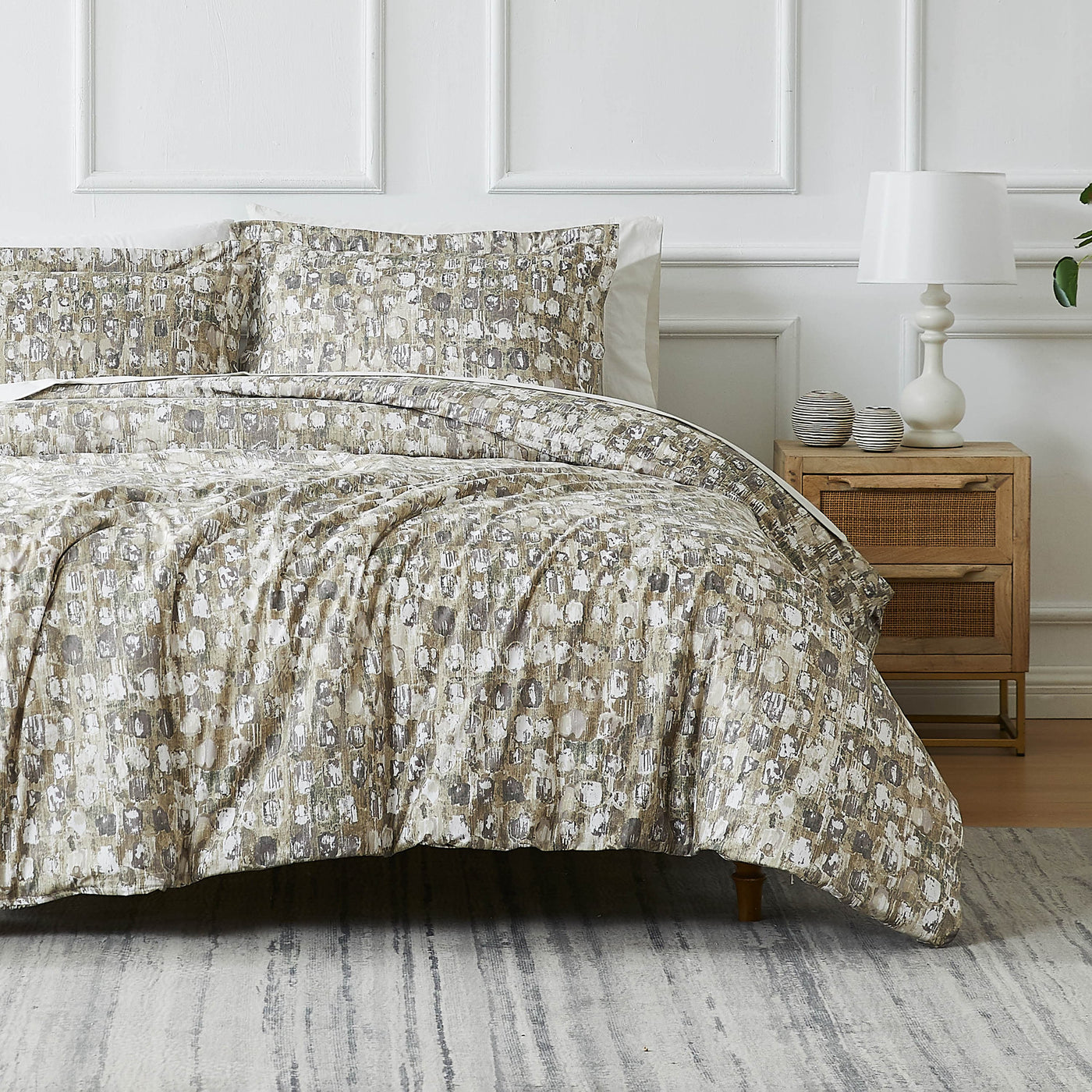 Front View of Rhythm Duvet Cover in taupe#color_rhythm-taupe