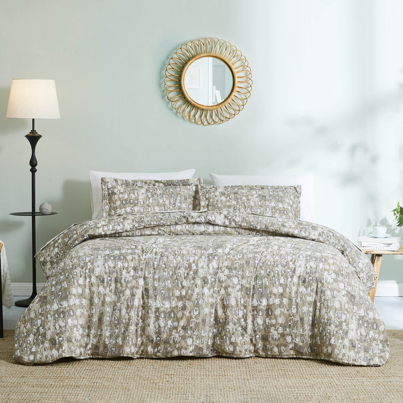 Front View of Rhythm Duvet Cover in taupe#color_rhythm-taupe