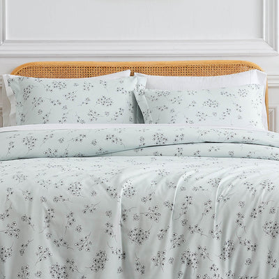 Front View of Sweet Florals Duvet Cover in blue#color_sweet-ballard-blue