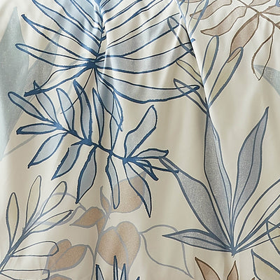Details and Print Pattern of Tropic Leaf Duvet Cover Set in blue#color_tropic-leaf-blue