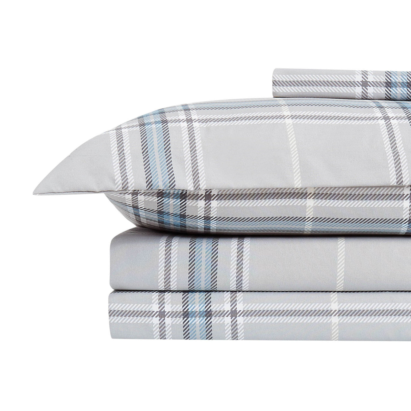 Stack Image of Vilano Plaid Duvet Cover in grey#color_plaid-grey
