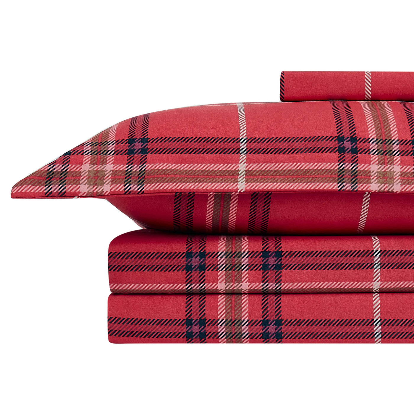 Stack Image of Vilano Plaid Duvet Cover in red#color_plaid-red