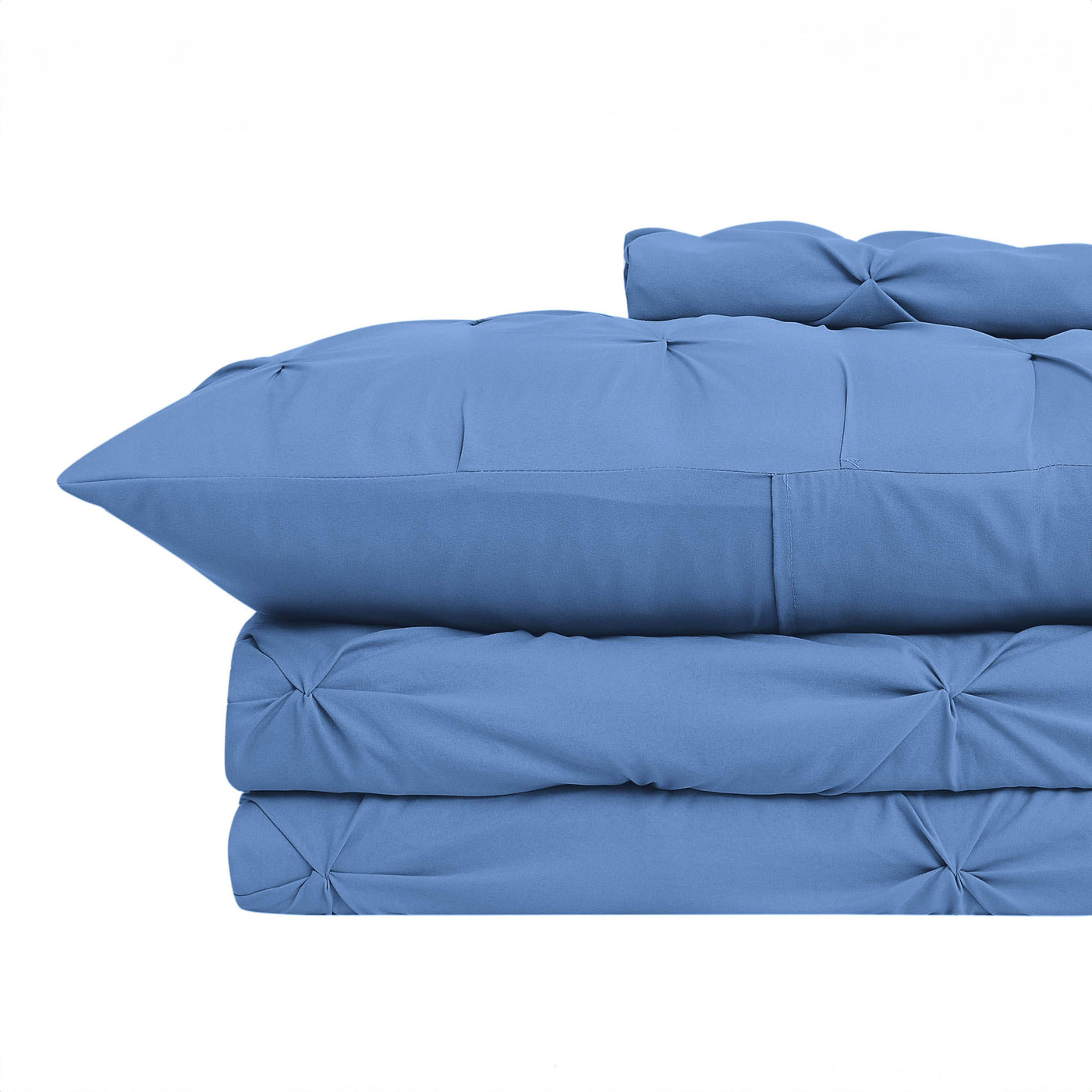 Stack Image of Pintuck Pinch Pleated Duvet Cover Set in Coronet Blue#color_vilano-coronet-blue