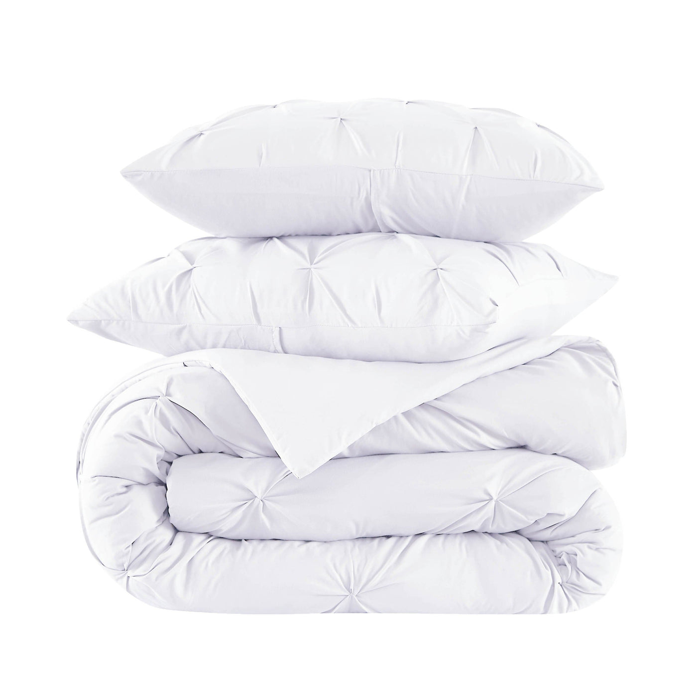 Stack Image of Pintuck Pinch Pleated Duvet Cover Set in Bright White#color_vilano-bright-white