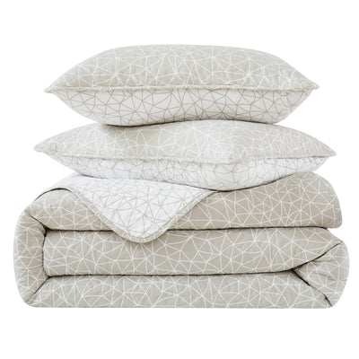 Stack Image of Geometric Maze Quilt Set in taupe#color_geometric-maze-taupe