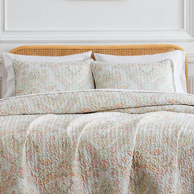 Front View of Enchantment Quilt Set in coral#color_enchantment-coral