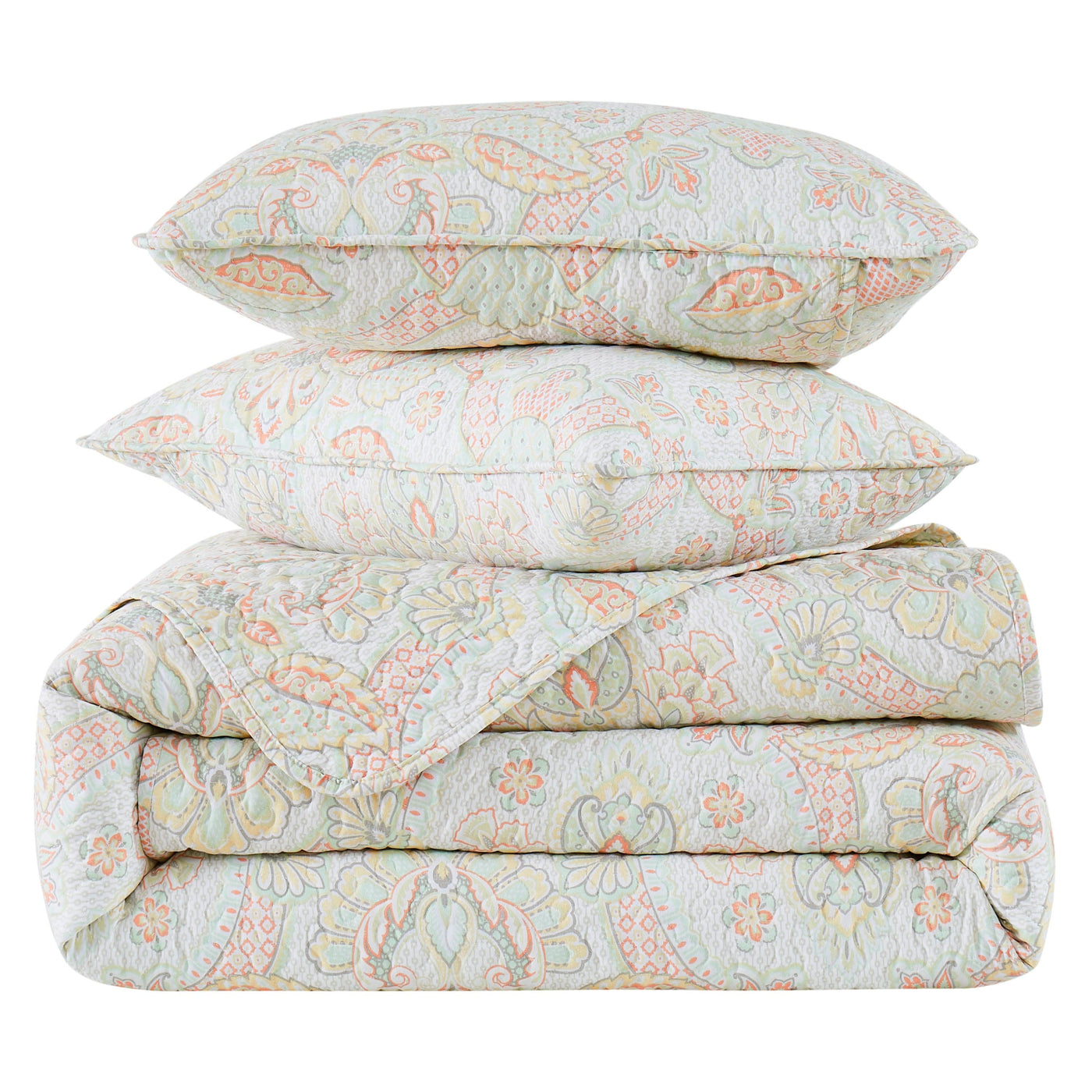 Stack Image of Enchantment Quilt Set in coral#color_enchantment-coral