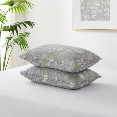 Detailed Shams Image of Infinite Blossom Quilt Set in steel blue#color_infinite-blossom-steel-blue