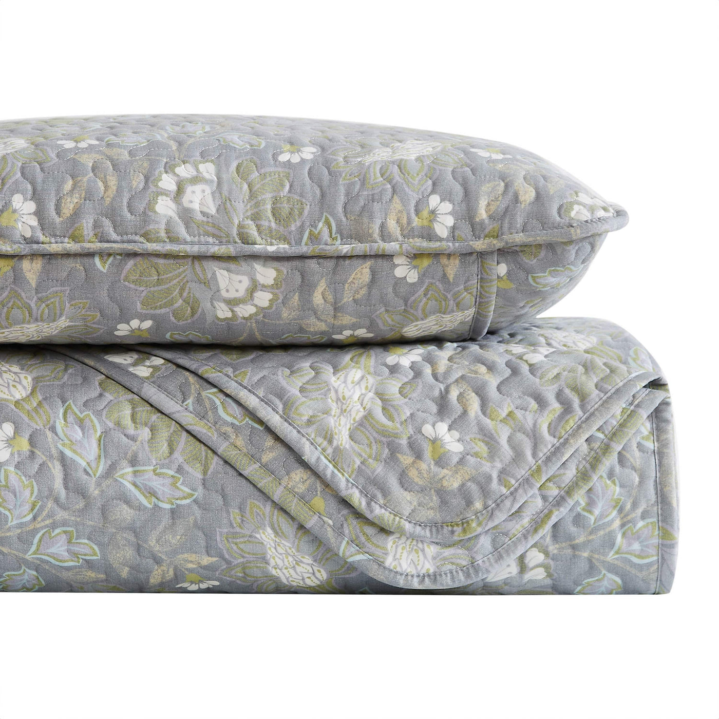 Stack Image of Infinite Blossom Quilt Set in steel blue#color_infinite-blossom-steel-blue