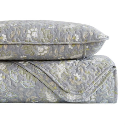 Stack Image of Infinite Blossom Quilt Set in steel blue#color_infinite-blossom-steel-blue