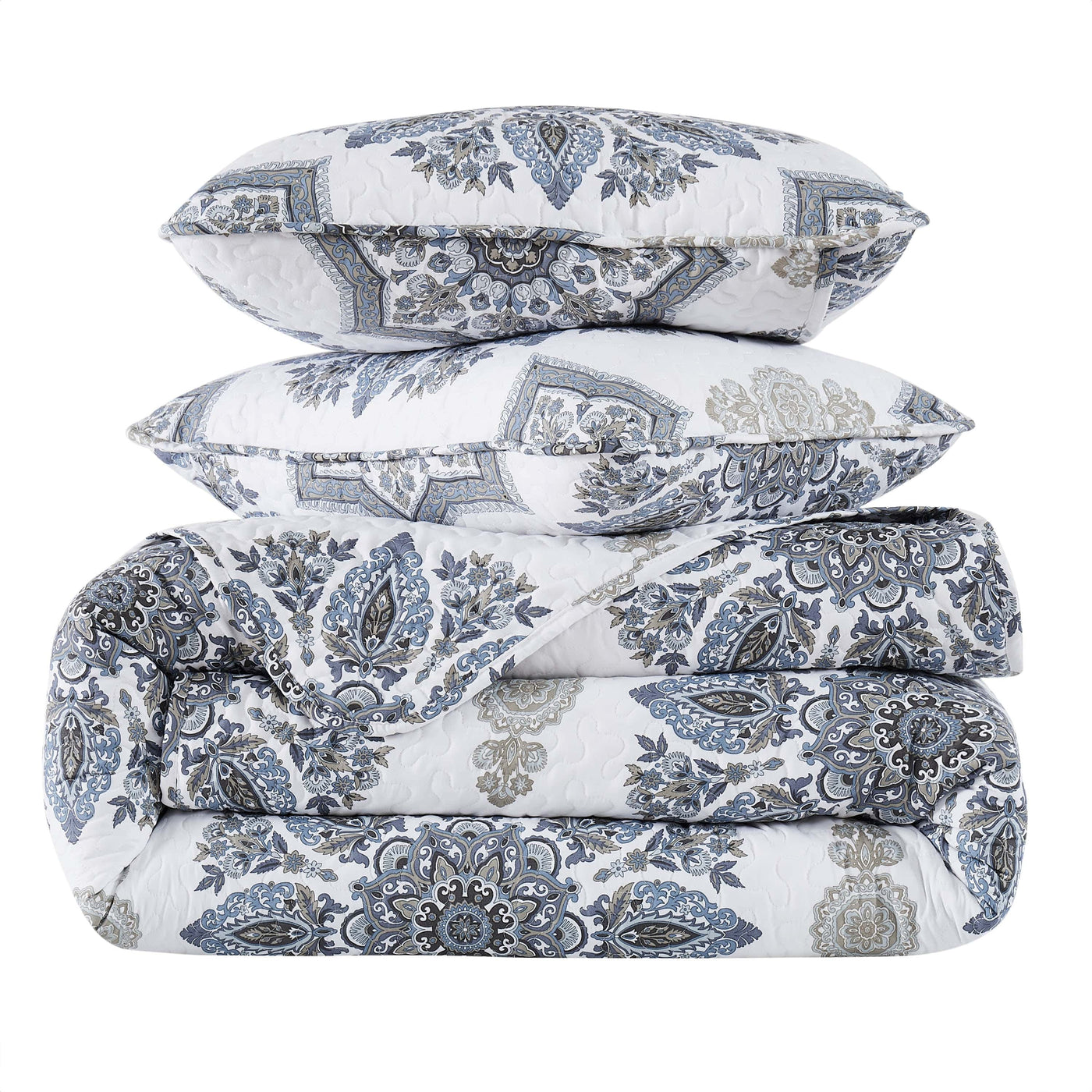 Stack Image of Infinity Quilt Set in blue#color_infinity-blue