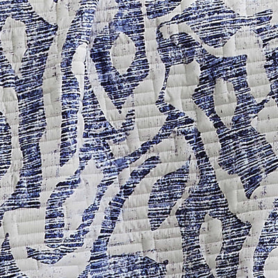 Details and Print Pattern of Khari Oversized Quilt Set in Blue#color_khari-blue