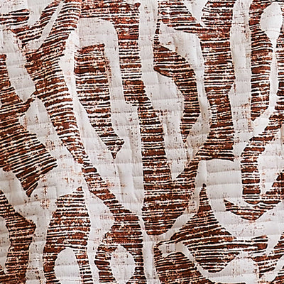 Details and Print Pattern of Khari Oversized Quilt Set in rust#color_khari-rust