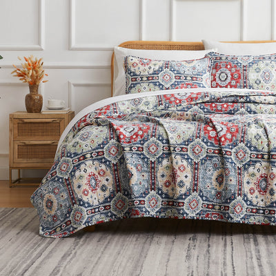Front View of Kilim Oversized Quilt Set in Multi-Colored#color_kilim-multi-colored