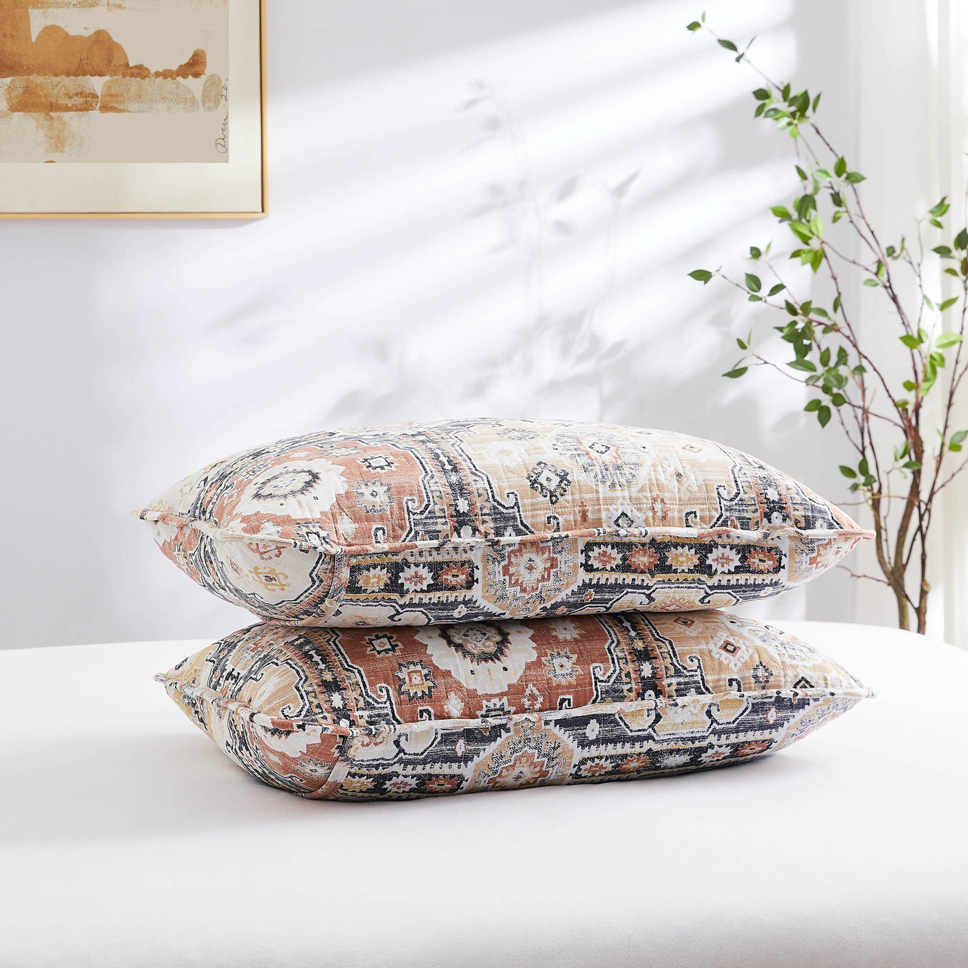 Detail Image Shams of Kilim Oversized Quilt Set in Natural#color_kilim-natural