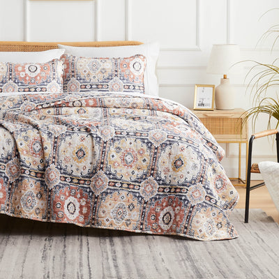 Front View of Kilim Oversized Quilt Set in Natural#color_kilim-natural