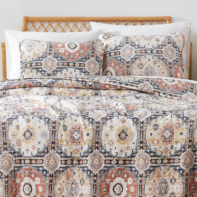 Front View of Kilim Oversized Quilt Set in Natural#color_kilim-natural