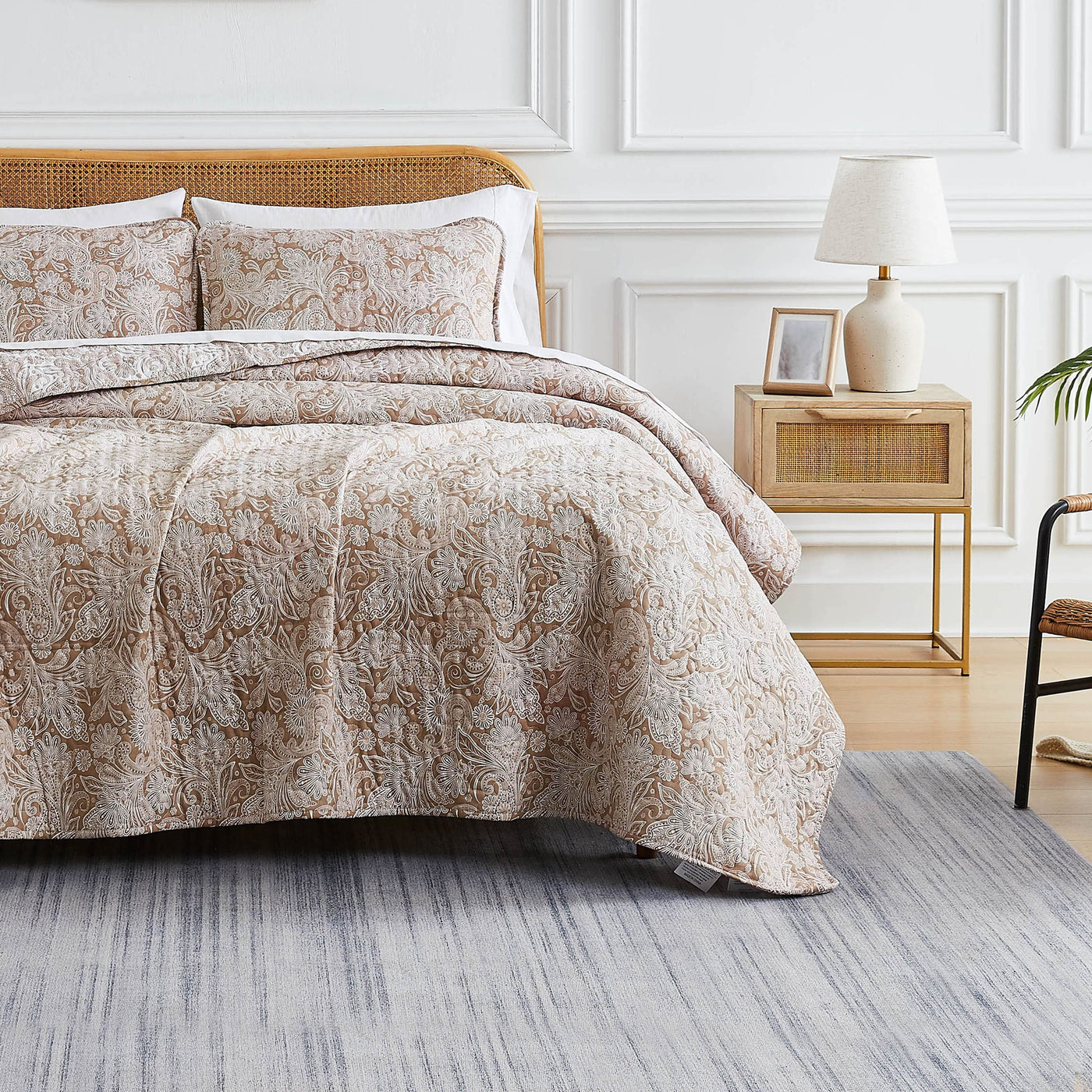Front View of Perfect Paisley Quilt Set in taupe#color_perfect-paisley-taupe