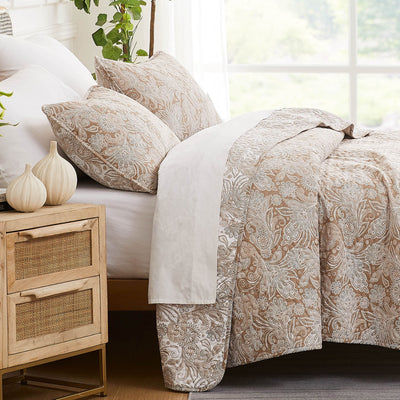 Side View of Perfect Paisley Quilt Set in taupe#color_perfect-paisley-taupe