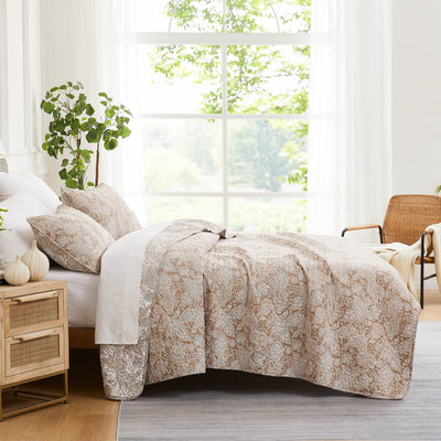 Side View of Perfect Paisley Quilt Set in taupe#color_perfect-paisley-taupe