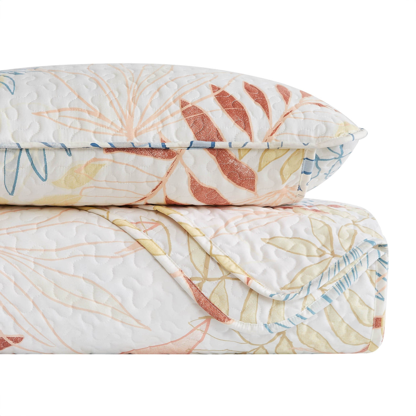 Stack Image of Tropic Leaf Quilt Set in cream#color_tropic-leaf-cream