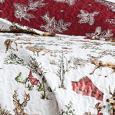 White Christmas Reversible Quilt Set