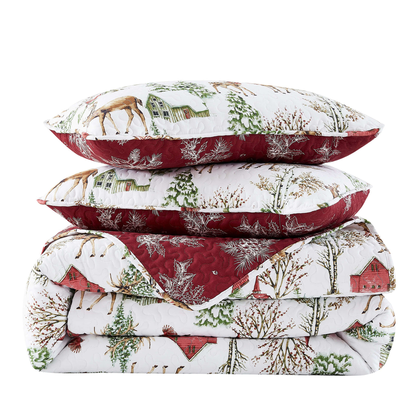 White Christmas Reversible Quilt Set