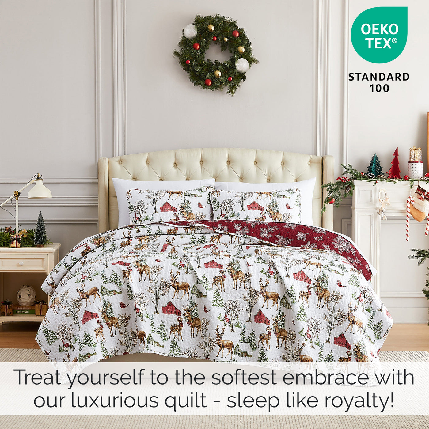 White Christmas Reversible Quilt Set