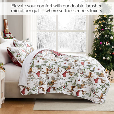 White Christmas Reversible Quilt Set