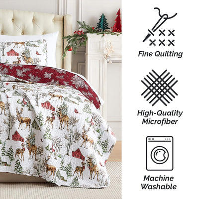 White Christmas Reversible Quilt Set