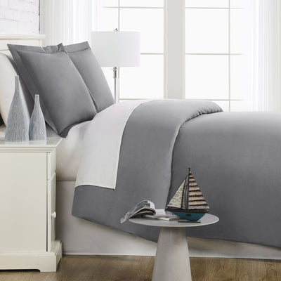 Side View of Everyday Essentials Duvet Cover Set in Steel Grey#color_steel-gray