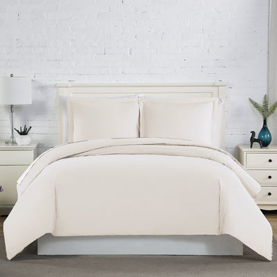 Front View of Everyday Essentials Duvet Cover Set in Bone#color_bone