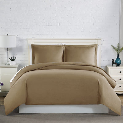 Front View of Everyday Essentials Duvet Cover Set in Dark Taupe#color_dark-taupe
