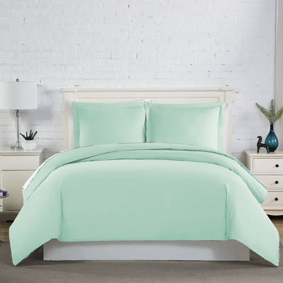 Front View of Everyday Essentials Duvet Cover Set in Light Green#color_light-green