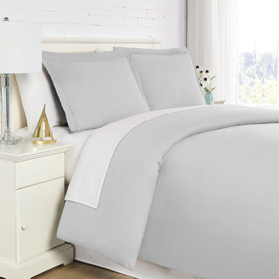Side View of Everyday Essentials Duvet Cover Set in Light Grey#color_light-grey