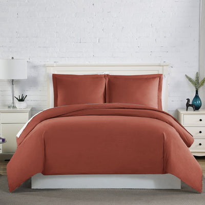 Front View of Everyday Essentials Duvet Cover Set in Marsala#color_marsala