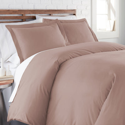 Side View of Everyday Essentials Duvet Cover Set in Muted Mauve#color_muted-mauve