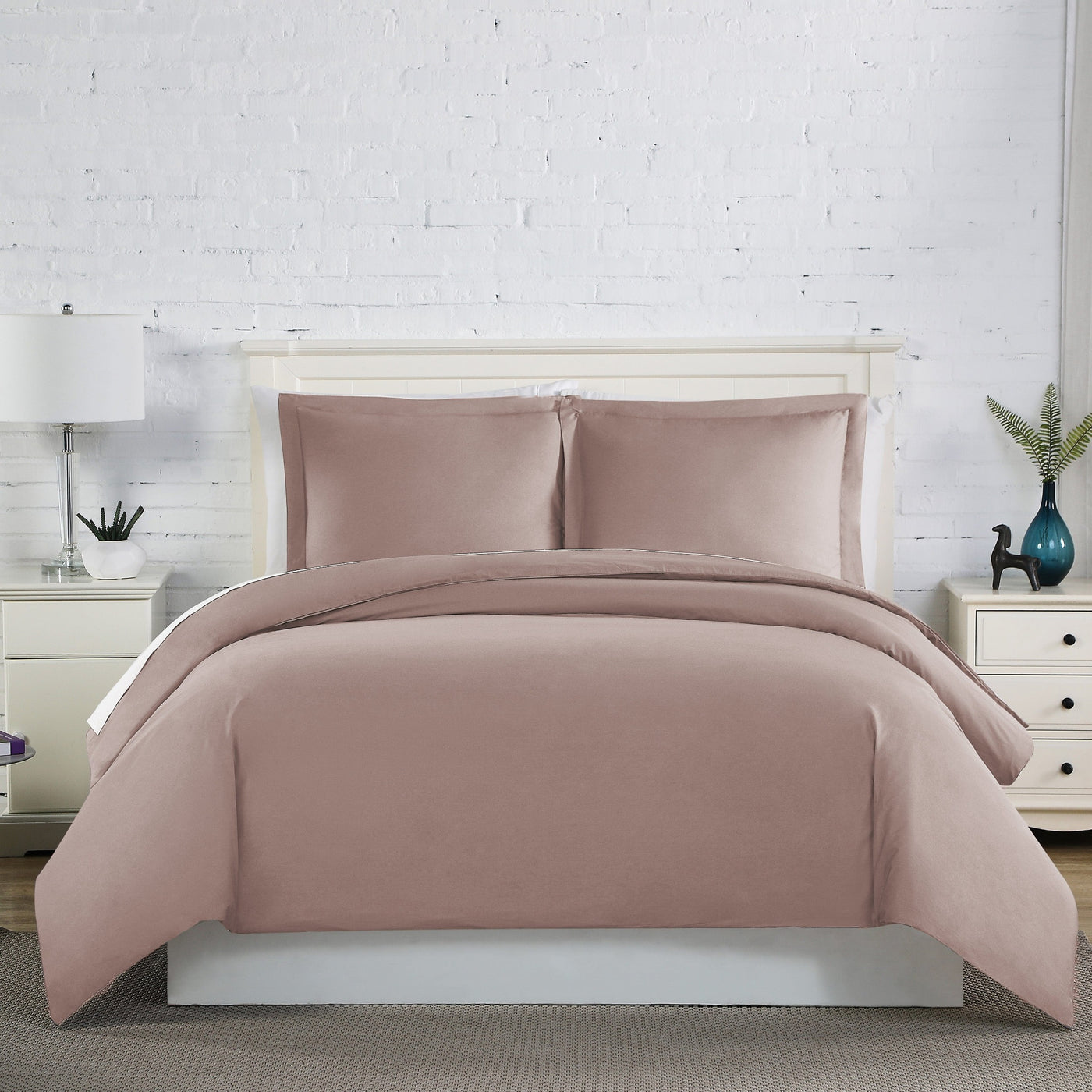 Front View of Everyday Essentials Duvet Cover Set in Muted Mauve#color_muted-mauve