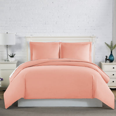 Front View of Everyday Essentials Duvet Cover Set in Peach#color_peach