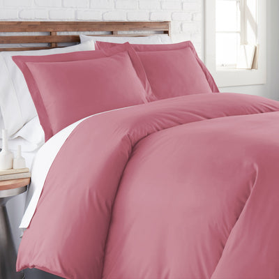 Side View of Everyday Essentials Duvet Cover Set in Rose#color_rose