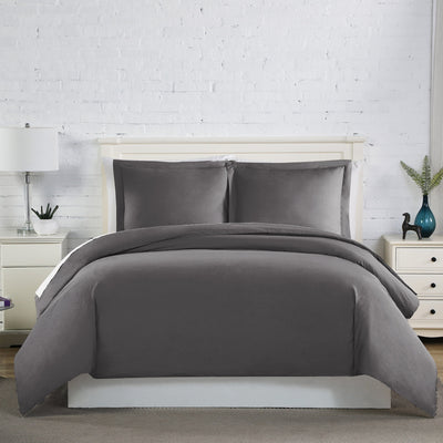 Front View of Everyday Essentials Duvet Cover Set in Slate#color_slate