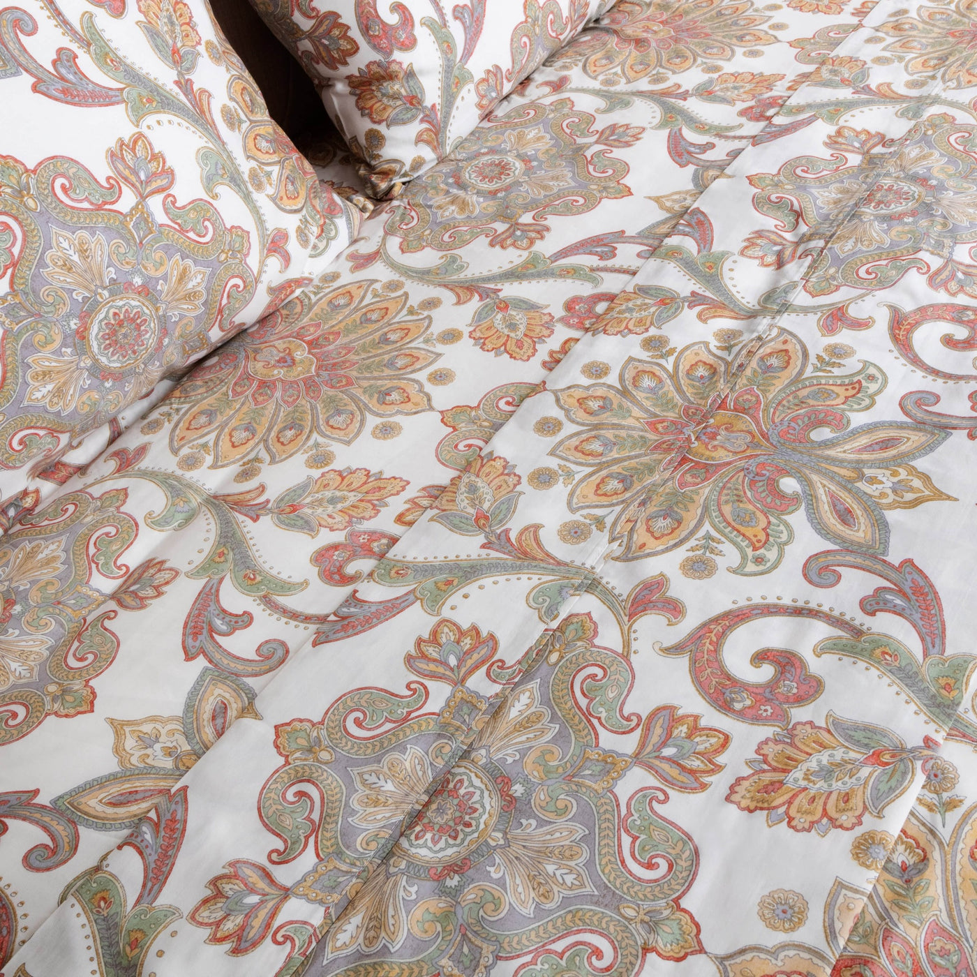 Details and Prints of Perfect Paisley Sheet Set in Red#color_serenity-red
