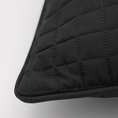 Details and Texture of Vilano Quilted Sham and Pillow Covers in Black#color_vilano-black