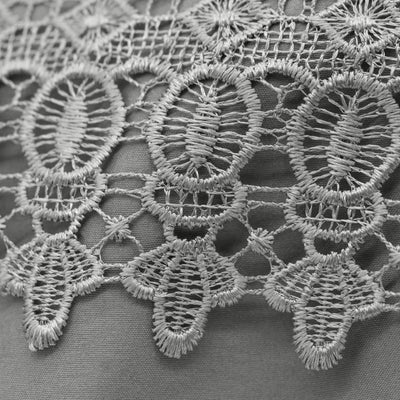 Details of Elegant Crochet Lace Hem of Vilano in Steel Grey#color_vilano-steel-gray